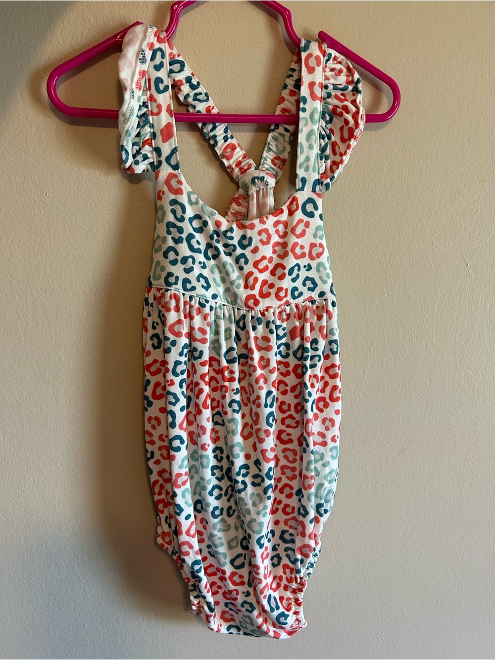 Dream Big Little Co Leopard Bamboo Bubble Romper.